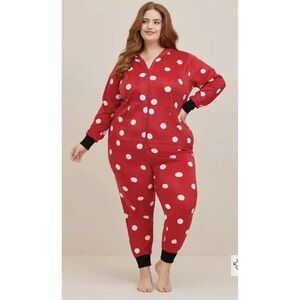Disney Minnie Mouse  One Piece Pajamas With Minnie Ears Hood  Women's Size 1/2x